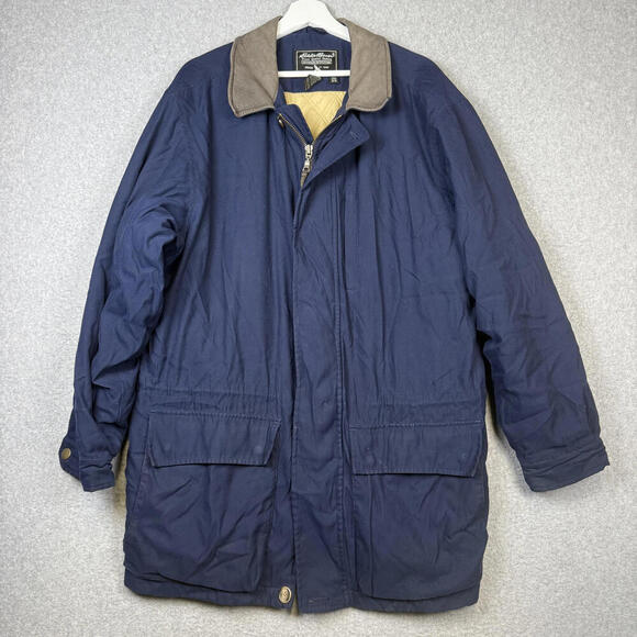 Vintage Eddie Bauer Men's Size Medium Blue Field Jacket Barn Coat Lined